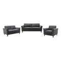 3-Piece Linen Fabric Sofa Set with Tufted Arms in Dark Gray V86396