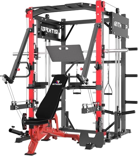 Smith Machine with Adjustable Weight Bench and Pulley System S414