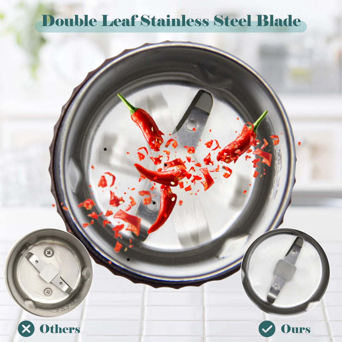 Stainless Steel Electric Coffee Bean Grinder 200W B6429