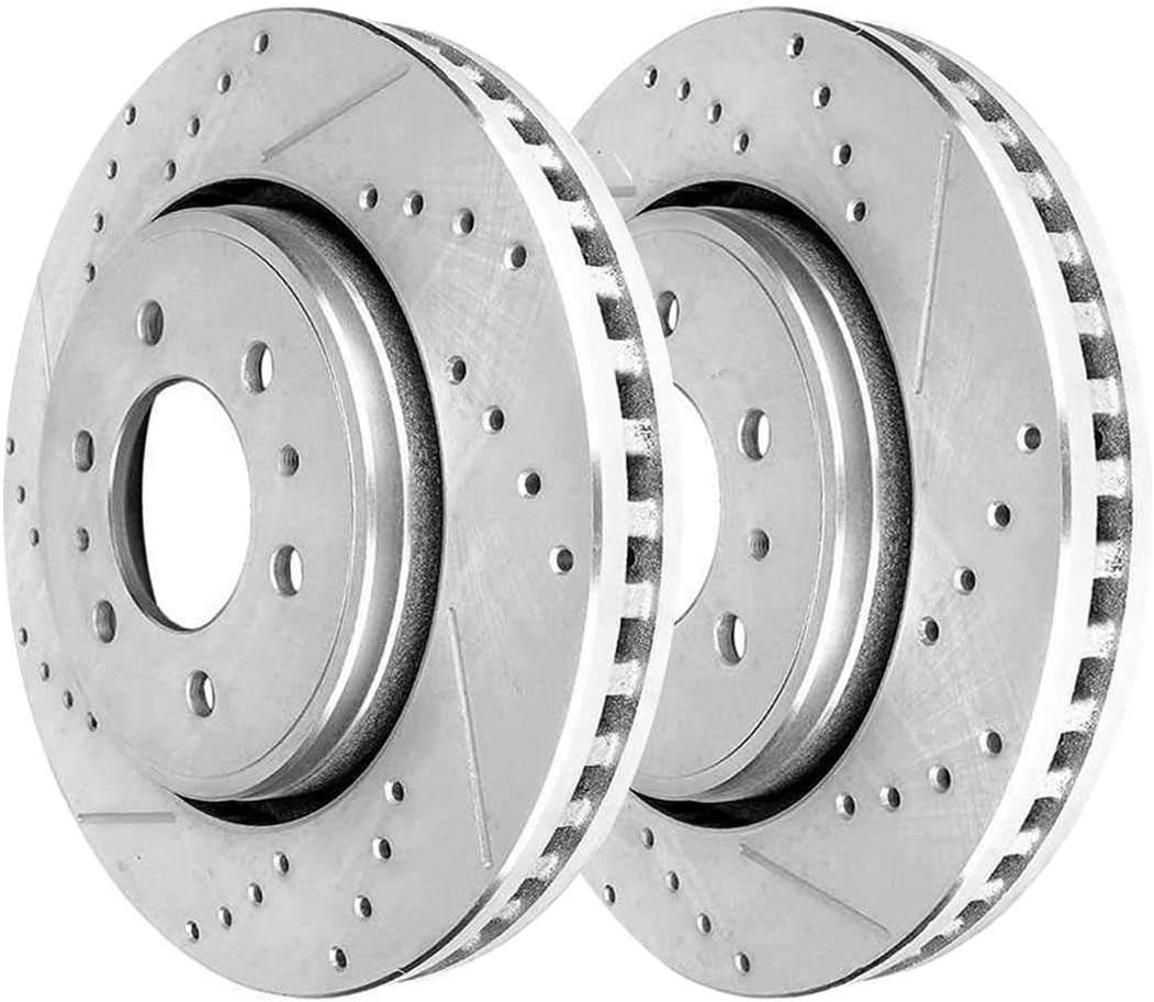 Pair of 2 Drilled and Slotted Disc Brake Rotors A484