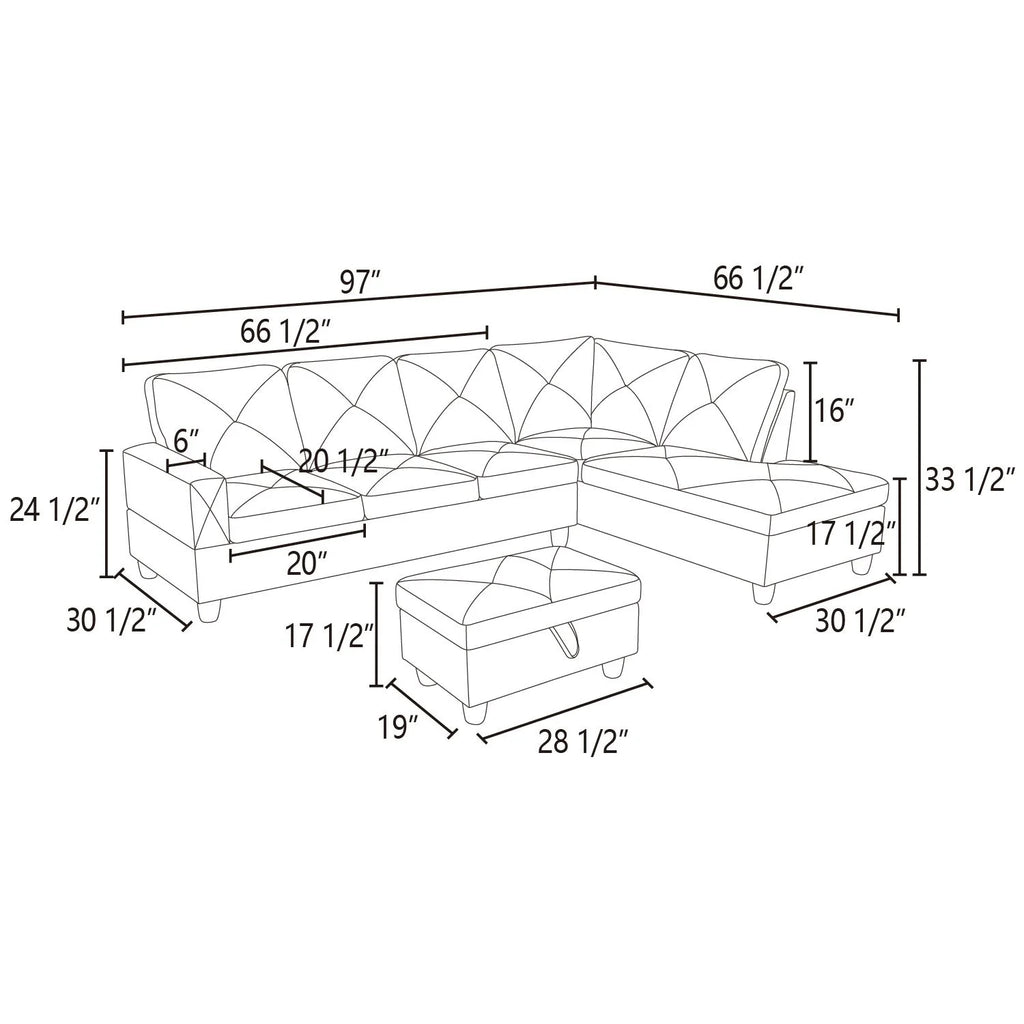 97" 2-Piece Sectional Sofa Set C4893