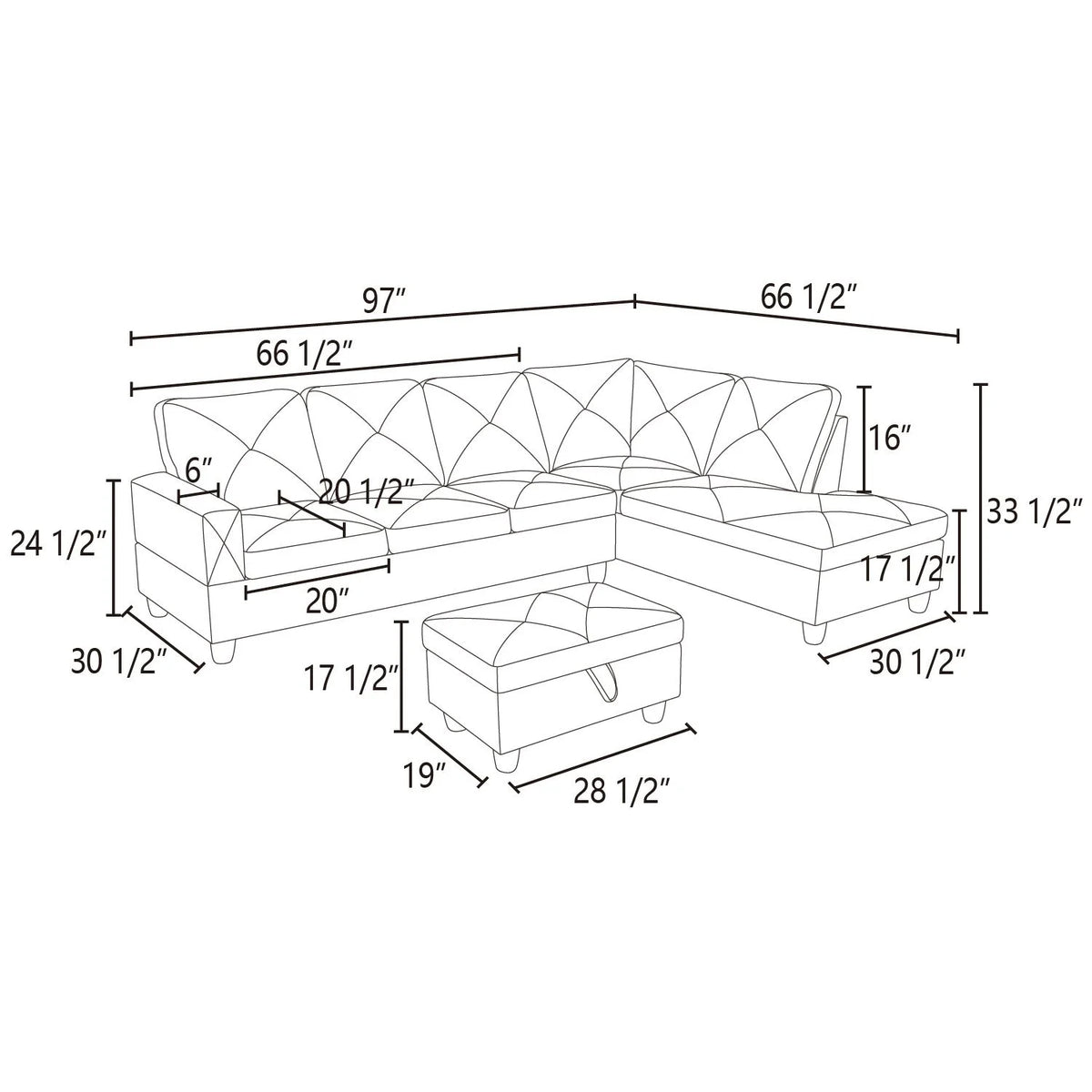 97" 2-Piece Sectional Sofa Set C4893