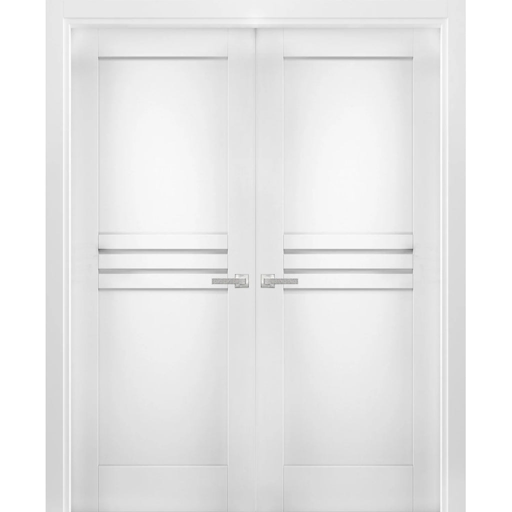 White Solid Wood Double Closet Doors X125